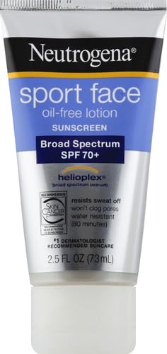 Neutrogena Sport Face Sunscreen SPF 70+ | Oil-Free, Water-Resistant 80 Min | Broad Spectrum UVA/UVB, 2.5 fl oz