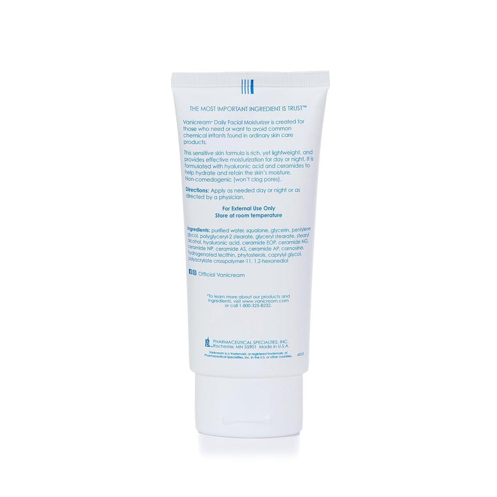 Vanicream Daily Facial Moisturizer | Hyaluronic Acid & 5 Ceramides | Fragrance Free, Sensitive Skin, 3 fl oz