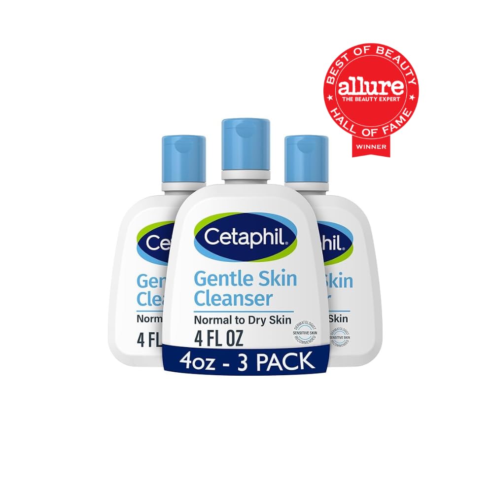 Cetaphil Gentle Skin Cleanser, Hydrating Face Wash for Sensitive Skin, Fragrance Free, 4oz, 3ct