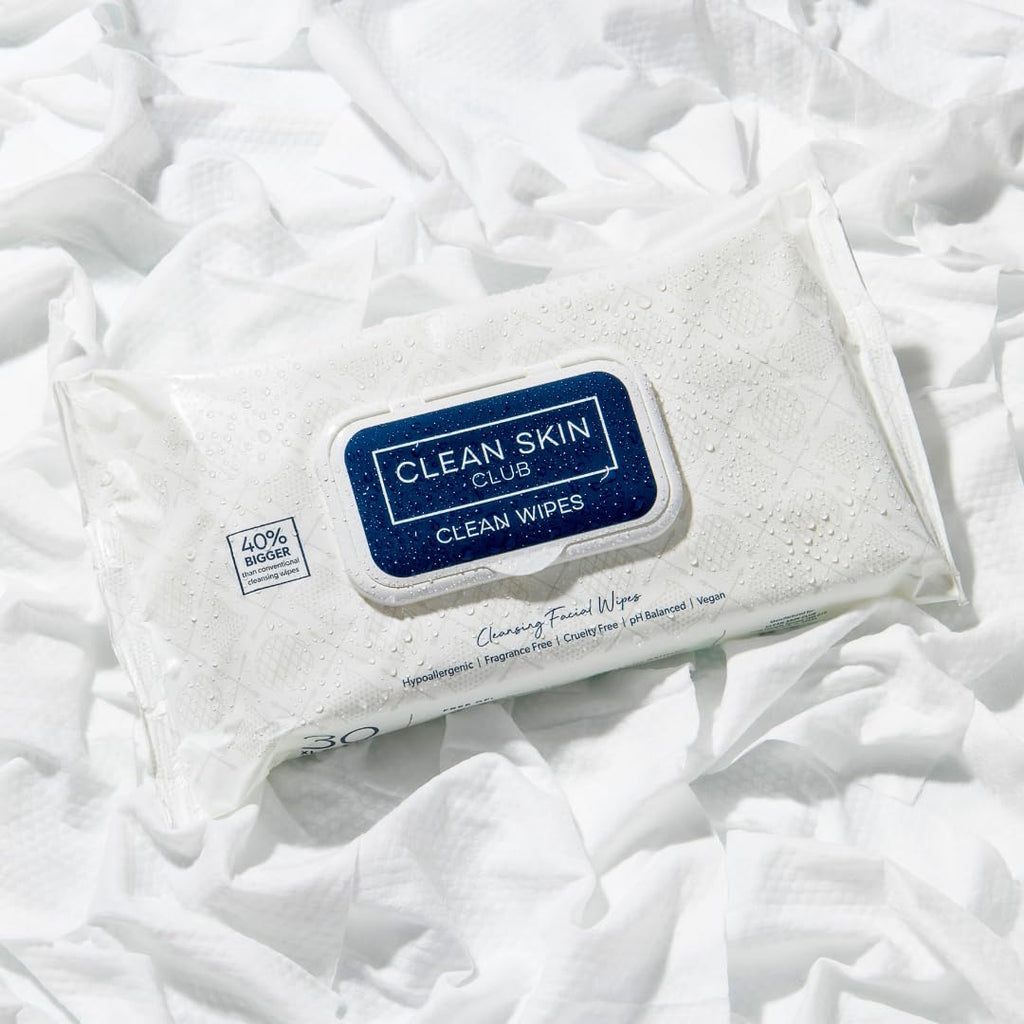 Clean Skin Club Clean Wipes | XL Makeup Remover & Facial Cleansing Wipes | Fragrance Free, Sensitive Skin, 30 Count