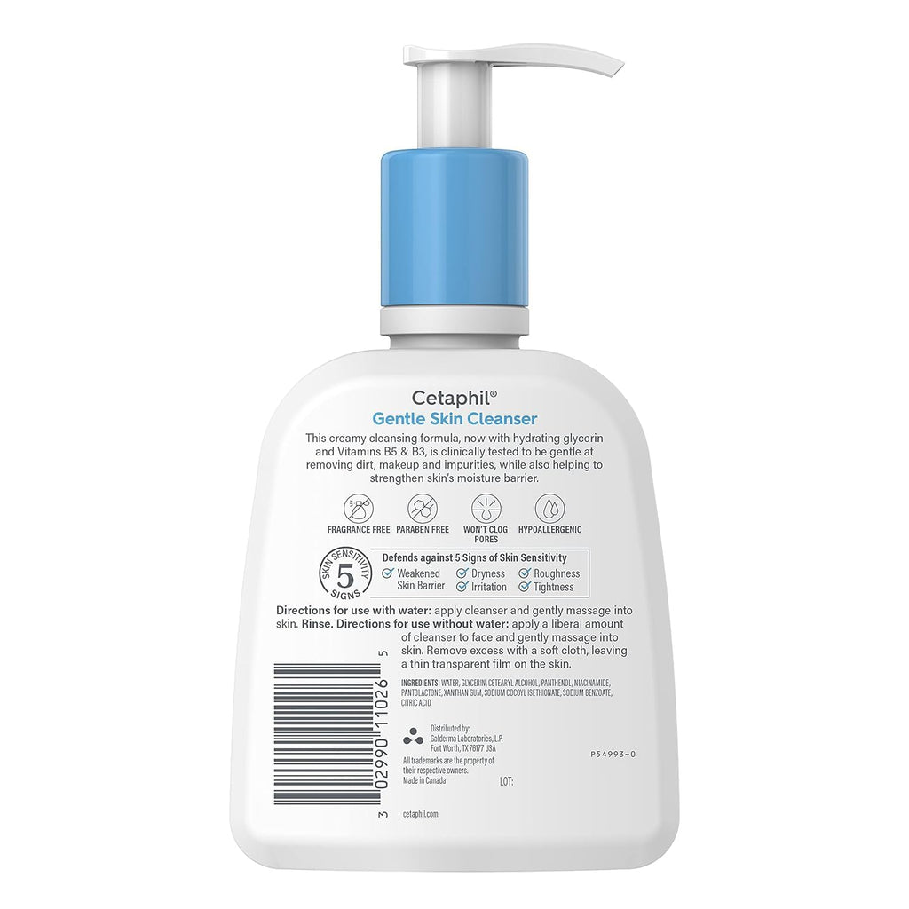 Cetaphil Gentle Skin Cleanser, Hydrating Face Wash for Sensitive Skin, Fragrance Free, 4oz, 3ct