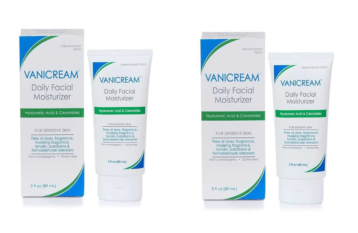 Vanicream Daily Facial Moisturizer | Hyaluronic Acid & 5 Ceramides | Fragrance Free, Sensitive Skin, 3 fl oz