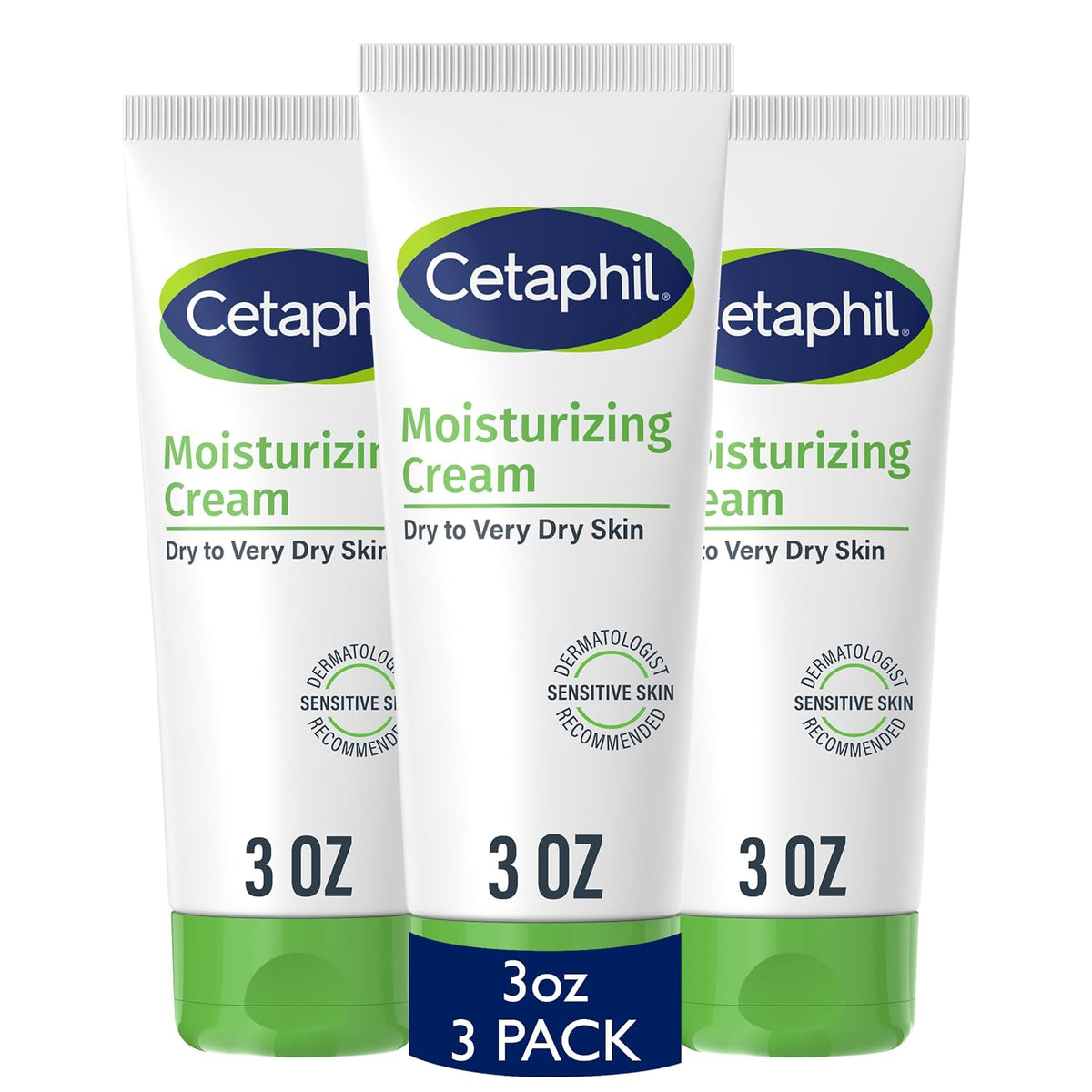 Cetaphil Moisturizing Cream Sensitive Skin, Fragrance Free, 3oz, 3ct