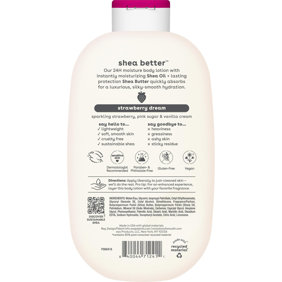 eos Shea Better Body Lotion | 24-Hour Moisture | Natural Shea Butter & Vitamin E | 16 fl oz