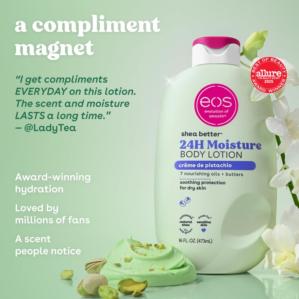 eos Shea Better Body Lotion | 24-Hour Moisture | Natural Shea Butter & Vitamin E | 16 fl oz