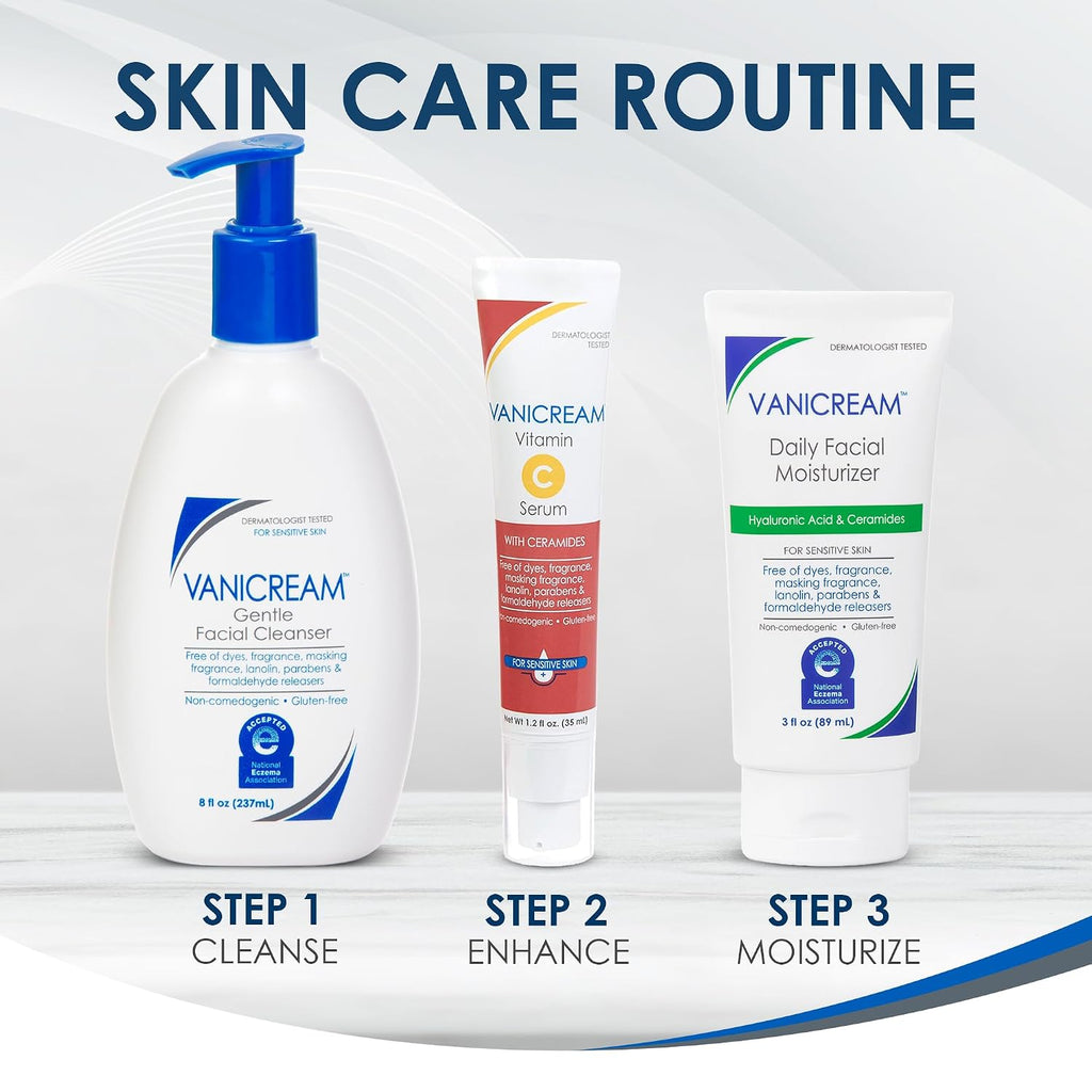 Vanicream Daily Facial Moisturizer | Hyaluronic Acid & 5 Ceramides | Fragrance Free, Sensitive Skin, 3 fl oz