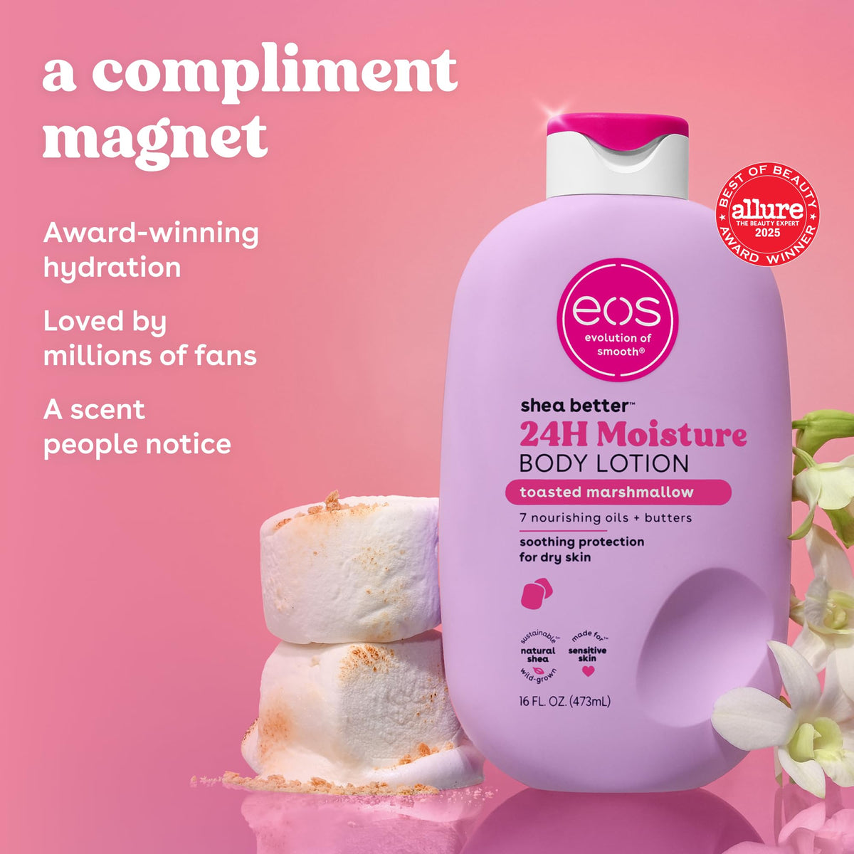 eos Shea Better Body Lotion | 24-Hour Moisture | Natural Shea Butter & Vitamin E | 16 fl oz