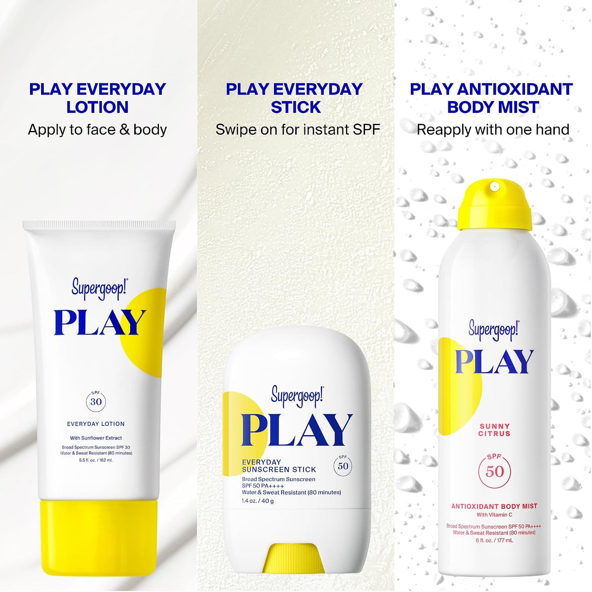 Supergoop! PLAY Everyday Lotion - Broad Spectrum Body & Face Sunscreen - Great for Active Days - Fast Absorbing, Water & Sweat Resistant