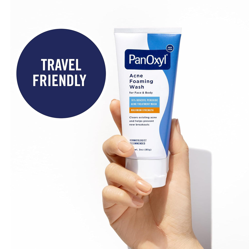 PanOxyl Acne Foaming Wash | 10% Benzoyl Peroxide Maximum Strength | Face & Body Cleanser, 5.5 oz