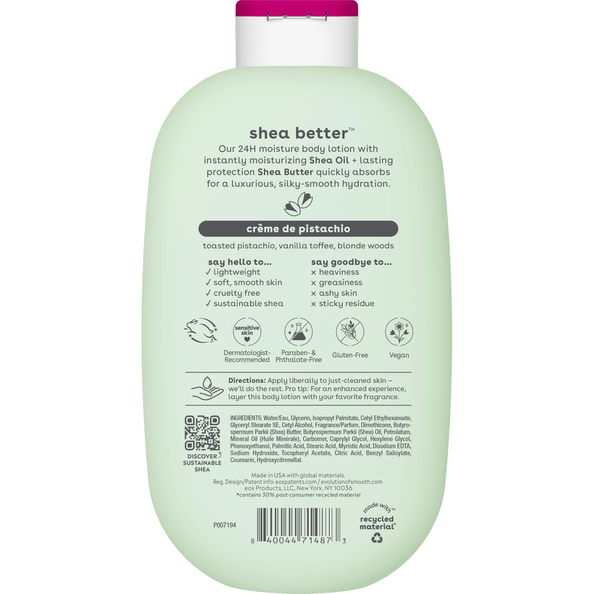 eos Shea Better Body Lotion | 24-Hour Moisture | Natural Shea Butter & Vitamin E | 16 fl oz