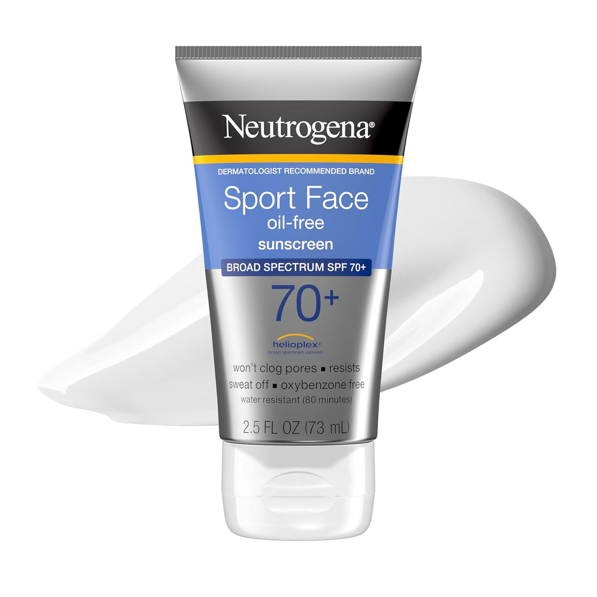 Neutrogena Sport Face Sunscreen SPF 70+ | Oil-Free, Water-Resistant 80 Min | Broad Spectrum UVA/UVB, 2.5 fl oz