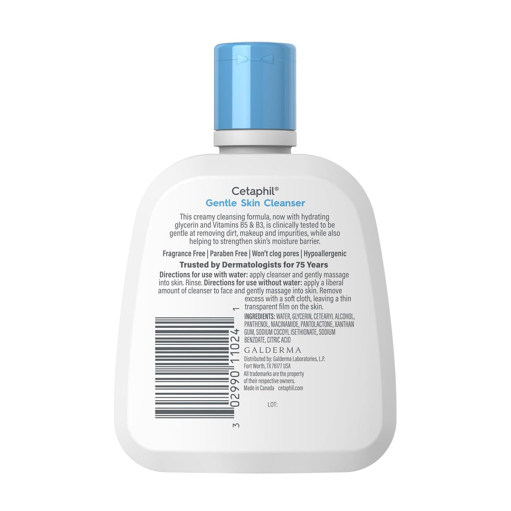 Cetaphil Gentle Skin Cleanser, Hydrating Face Wash for Sensitive Skin, Fragrance Free, 4oz, 3ct