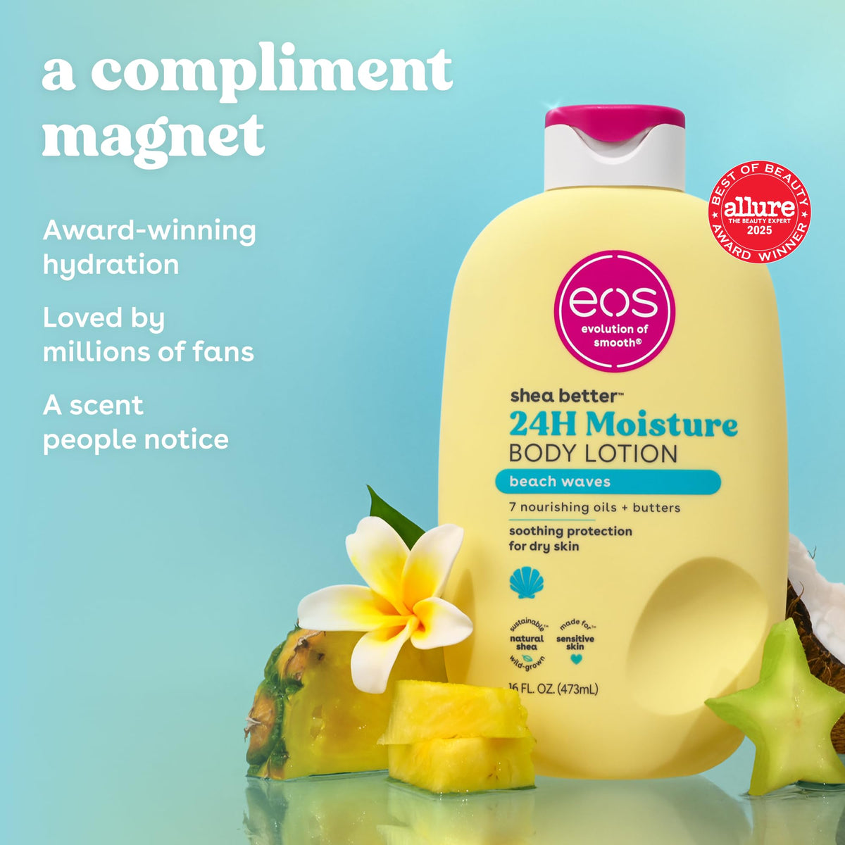 eos Shea Better Body Lotion | 24-Hour Moisture | Natural Shea Butter & Vitamin E | 16 fl oz