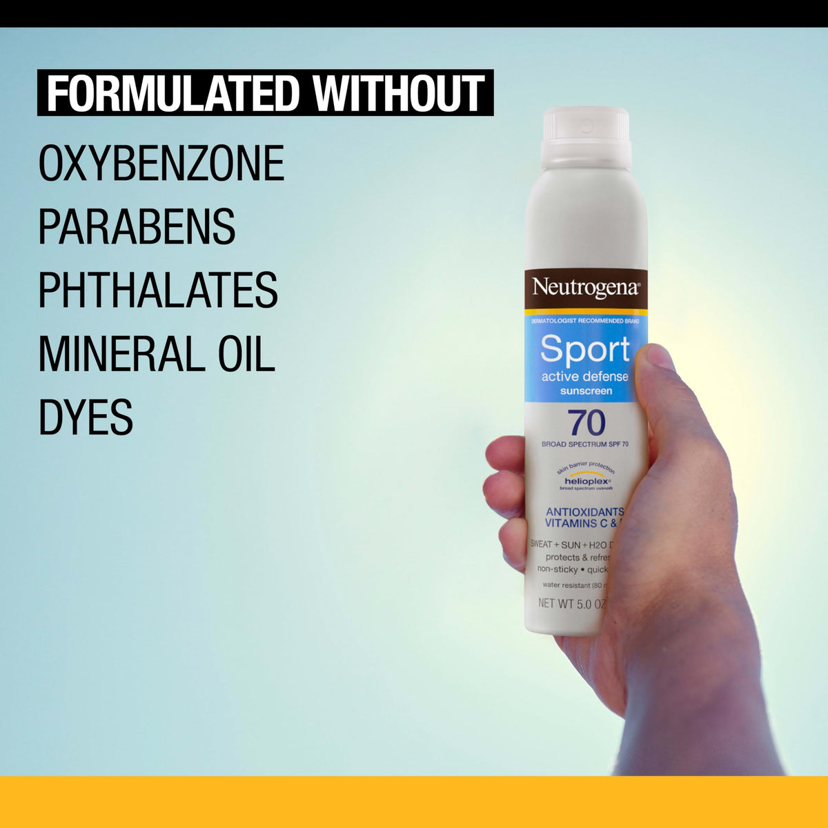 Neutrogena Sport Face Sunscreen SPF 70+ | Oil-Free, Water-Resistant 80 Min | Broad Spectrum UVA/UVB, 2.5 fl oz