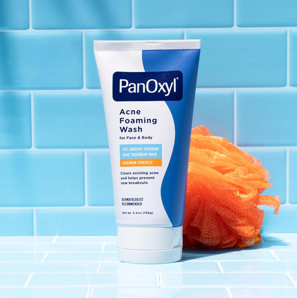 PanOxyl Acne Foaming Wash | 10% Benzoyl Peroxide Maximum Strength | Face & Body Cleanser, 5.5 oz