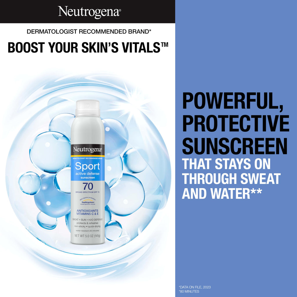 Neutrogena Sport Face Sunscreen SPF 70+ | Oil-Free, Water-Resistant 80 Min | Broad Spectrum UVA/UVB, 2.5 fl oz