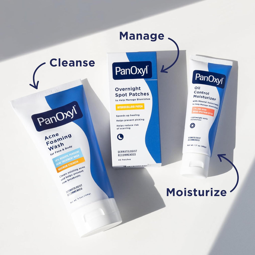 PanOxyl Acne Foaming Wash | 10% Benzoyl Peroxide Maximum Strength | Face & Body Cleanser, 5.5 oz