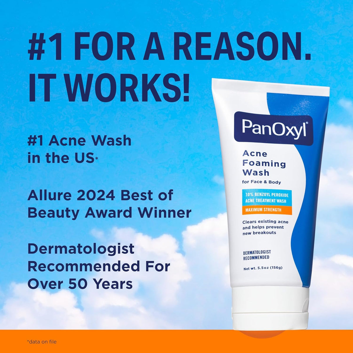 PanOxyl Acne Foaming Wash | 10% Benzoyl Peroxide Maximum Strength | Face & Body Cleanser, 5.5 oz