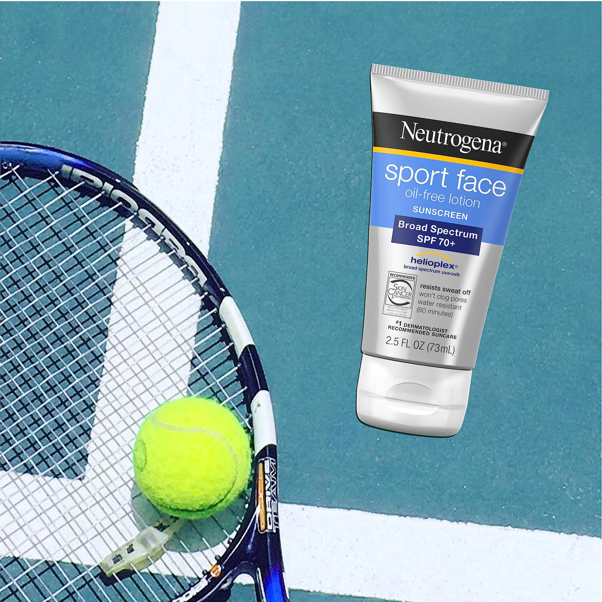 Neutrogena Sport Face Sunscreen SPF 70+ | Oil-Free, Water-Resistant 80 Min | Broad Spectrum UVA/UVB, 2.5 fl oz
